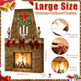 Cardboard Fireplace For Christmas Large Cardboard Fireplace Prop 3D Fake Centerpiece With Faux Chimney For Christmas Party Background Decor, 38 X 30 X 7 Inches(Farmhouse,Brown)