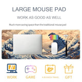 Japanese Sea Wave Large Mouse Pad Gaming Mouse Pad Xxl Art Large Mouse Pad Keyboard Mat Desk Mat Non-Slip Rubber Base