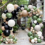 Black Sage Green Nude Balloon Garland Double Stuffed Olive Green Sand White Balloon Avocado Apricot Black Latex Arch Kit For Jungle Safari Wild One Birthday Baby Shower Woodland Decorations