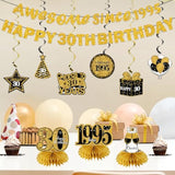 11-Pc Black & Gold 30th Birthday Décor Kit with Banners & Centerpieces