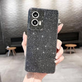 For Moto G Stylus 2024 Case,Cute Super Vibrant Neon Glitter Shiny Bling Sparkly Case Thin Slim Shockproof Camera Protection Cover For Women Girl For Motorola Moto G Stylus 2024-Black