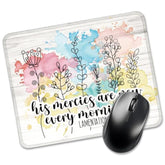 His Mercies Are New Every Morning Rectangular Mouse Pads, Funny Christian Mouse Pads For Work, Bible Verse Desk Decor For Coworkers, Christian Gifts For Women Psychologist