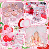 Pink Bow Strawberry Birthday Party Decor Strawberry Bows Happy Birthday Banner Cake Topper Balloons For Girls Trendy Berry First 1St Bday Decor Strawberry Themed Berry Sweet Baby Shower Party Supplies