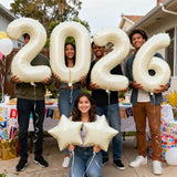 40in Cream White 2026 Number Balloons Happy New Year Boho Party Decor