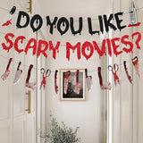 Glitter Happy Birthday Banner for Scream Horror Theme Parties