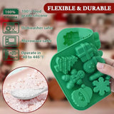 Christmas Silicone Chocolate Molds, 2 Pcs Candy Baking Moulds, 3D Snowflake Cane Snowman Xmas Tree Gingerbread Man Santa Claus Gift Box Shape Mold For Diy Handmade Soap Candles Jello