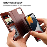 Detachable Wallet Case For Iphone 13 Mini Rfid Blocking Card Slots Holder Premium Pu Leather Magnetic Kickstand Shockproof Wrist Strap Removable Flip Protective Cover 5G 5.4 Inch (Brown)