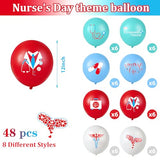 48 Pieces Nurse Balloons 12 Inch, Latex, Red, Blue and White