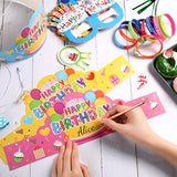 144 Pcs Birthday Classroom Party Supplies 36 Birthday Crowns For Kids 36 Funny Sunglasses Paper Sunglasses 36 Badge Stickers 36 Silicone Stretch Wristbands(Cute Color)