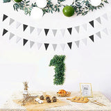 White Purple Gold Pennant Banner,2 Pack Glitter Sprinkles Paper Triang