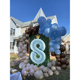 Blue 40" Number 8 Balloon with Crown – 8th Birthday Party Decoration for Kids