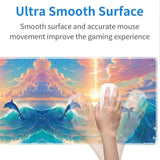 3 Piece Mouse Pad Set With Stitched Edge - Large Anti-Slip Desk Pad, Keyboard Pad, Wrist Rest, And Coaster - Memory Foam For Office/Home - Moonlight Dolphin