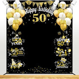 Large 50th Birthday Banner - Black & Gold Funny Fifty Party Props for Indoor/Outdoor