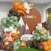 Happy Camper Balloon Arch Kit: Brown, Orange, Green Garland