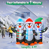 6 Ft Christmas Inflatable Penguin Decoration, Blow Up 3 Cute Penguins, Blowsup Decor, Built-In Bright Led Lights, Festiv