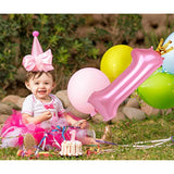 40" Pink Crown Number 1 Balloon – Princess 1st Birthday Decorations