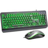 Chonchow Wired Keyboard And Mouse Combo With , Redgreenyellow Light Up, Quiet Keys For Office Work Or Gaming, Rgb Mouse, Usb Big Letter Keyboard With Mice For Pc Mac Laptop Computerblack