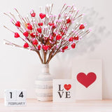 Valentine’S Day Gifts, Valentines Day Decorations, 6 Pcs Artificial Berry Flower Stems Red Heart Shaped Berry Picks For Valentine’S Day, Propose, Wedding, Home Decor