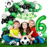 6Th Birthday Soccer Balloon Arch,6Th Soccer Garland Kit With Green Number 6 Balloon Football Balloons For Boys Kids 6 Birthday Party Decorations