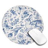 Blue Floral Round Mouse Pad Small Gaming Mousepad Desk Mat Stitched Edges 8 X 8 Inch For Home Office
