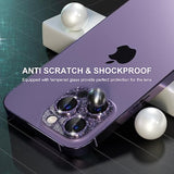 iPhone 14 Pro/Pro Max Camera Lens Protector Bling 9H Tempered Glass Purple
