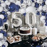 151PCS Navy Blue Silver Balloon Garland Arch Kit for Graduation Birthday Wedding Party