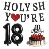 Funny 18Th Birthday Decorations For Girls Boys - Glitter 18Th Birthday Banner, Adultish Cake Topper &18 Balloon Numbers Set - 18 Years Old Gifts Party Decorations Supplies