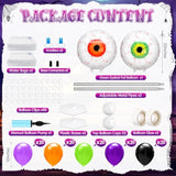 2 Set Halloween Balloon Column Stand Kit with Eyeball Foil Balloons Garland Decor