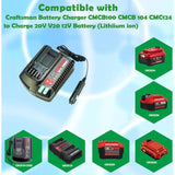 Compatible With Craftsman Vehicle/Car Charger For 20V Craftsman V20 Lithium-Ion Battery Charger For Cmcb201 Cmcb202 Cmcb203 Cmcb204 Cmcb205 Cmcb209,Charger Cmcb100,Cmcb101 Cmcb104, Cmcb124, Cmcb102