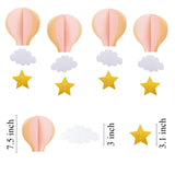 Hot Air Balloon Garland Decorations - 8 Pack Large Size Pastel Cloud Hot Air Balloon 3D Paper Garland Hanging Decorations For Wedding, Birthday, Baby Shower, Christmas Party - Pink