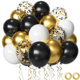 50pcs Black White Gold Balloons 12in Party Decorations New Year Wedding