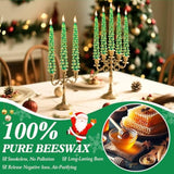 8 Pack Christmas Tree Candles, 10 Inch Pure Beeswax Christmas Tree Shaped Taper Candles For Xmas Holiday Decor, Advent Party Banquet Centerpiece Decoration(Green With Gold Trim)