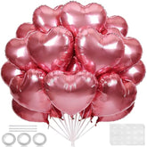 18 Inch Pink Heart Balloons, 24 Pcs Valentine'S Day Foil Heart Shaped Balloons Decoration For Romantic Valentines Wedding Bridal Shower Anniversary Engagement Valentine'S Day Party Supplies