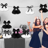 9-Piece Black Bow Honeycomb Centerpieces for Birthday and Baby Shower Decorations