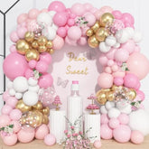 157 Pcs Pink And White Balloons Arch Kit, Pink Gold Birthday Decorations For Women Girls, Pastel Pink Chrome Gold Latex Balloon Valentines Day Wedding Party Gender Reveal Anniversary