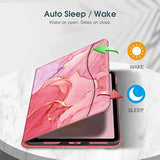 Fintie Case For (A16) 11Th Generation 11 Inch (2025), 10Th Generation 10.9 Inch (2022), Multi-Angle Viewing Protective Stand Cover With Pencil Holder & Pocket, Marble Pink