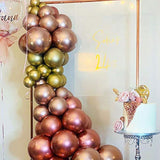 100Pcs Metallic Rose Gold Latex Balloons Various Sizes Chrome Balloon