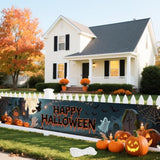 Large Happy Halloween Banner 120x20in Blue Yard Porch Fence Outdoor Decorations