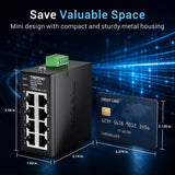 8-Port Industrial Fast Ethernet Din-Rail Mini Switch, Ti-Elc80, 8 X 10/100Mbps Ports, Ip30 Rated Housing, 1Gbps Switching Capacity, Black