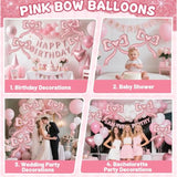 Pink Bow Balloons For Bachelorette Party Decorations - Pink Balloons Bow Theme Princess Birthday Party Decorations Women Girls, Bridal Engagement Wedding Bachelorette Mother'S Day Decor Supplies