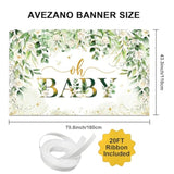 Greenery Boy Baby Shower Decorations Banner Floral Green Sage Oh Baby Backdrop Gold Glitter Greenery Leaves Gender Neutral Baby Shower Decorations (6X3.6Ft)
