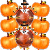 Thanksgiving Foil Balloons Set Turkey Pumpkin Brown Balloons for Fall Party Decorations