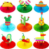 9pcs Fiesta Party Table Decorations – Mexican Honeycomb Centerpieces for Cinco de Mayo