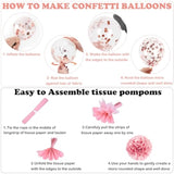 Rose Gold Birthday Decorations For Women Girl, Happy Birthday Banner Fringe Curtains Balloons Tissue Paper Pom Poms Hanging Swirl Birthday Party Décor