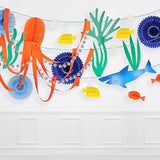 Meri Meri Under The Sea Garland (Pack of 1), 10' Strand w Excess Cord, Under The Sea Party Decorations, Reusable Mermaid Party Banner