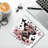 Highland Cow Mouse Pad, Coquette Pink Bow Floral Cow Mouse Pads For Wireless Mouse Computers Laptop Desk Accessories, 9.5X7.9 Inch