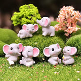 6Pack Mini Cute Elephant Figures Cake Toppers,Lovely Elephant Characters Toys Miniature Fairy Garden Decor For Kids Birthday Baby Shower Automobile Decoration