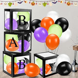 44-Pcs Halloween Baby Shower Decor with Baby Boxes & Balloons (Black)