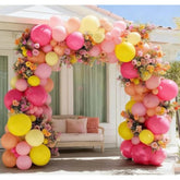 Pink Yellow Balloon Arch Double Stuffed Baby Pink Peach Balloons Different Sizes Colorful Balloon Garland For Birthday Baby Shower Spring Wildflower Wedding Home Decorations