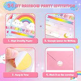 24 Sets Rainbow Birthday Invitations With Envelopes And Stickers For Girls Party Invitations For Kids Rainbow Birthday Baby Shower Party Decoration